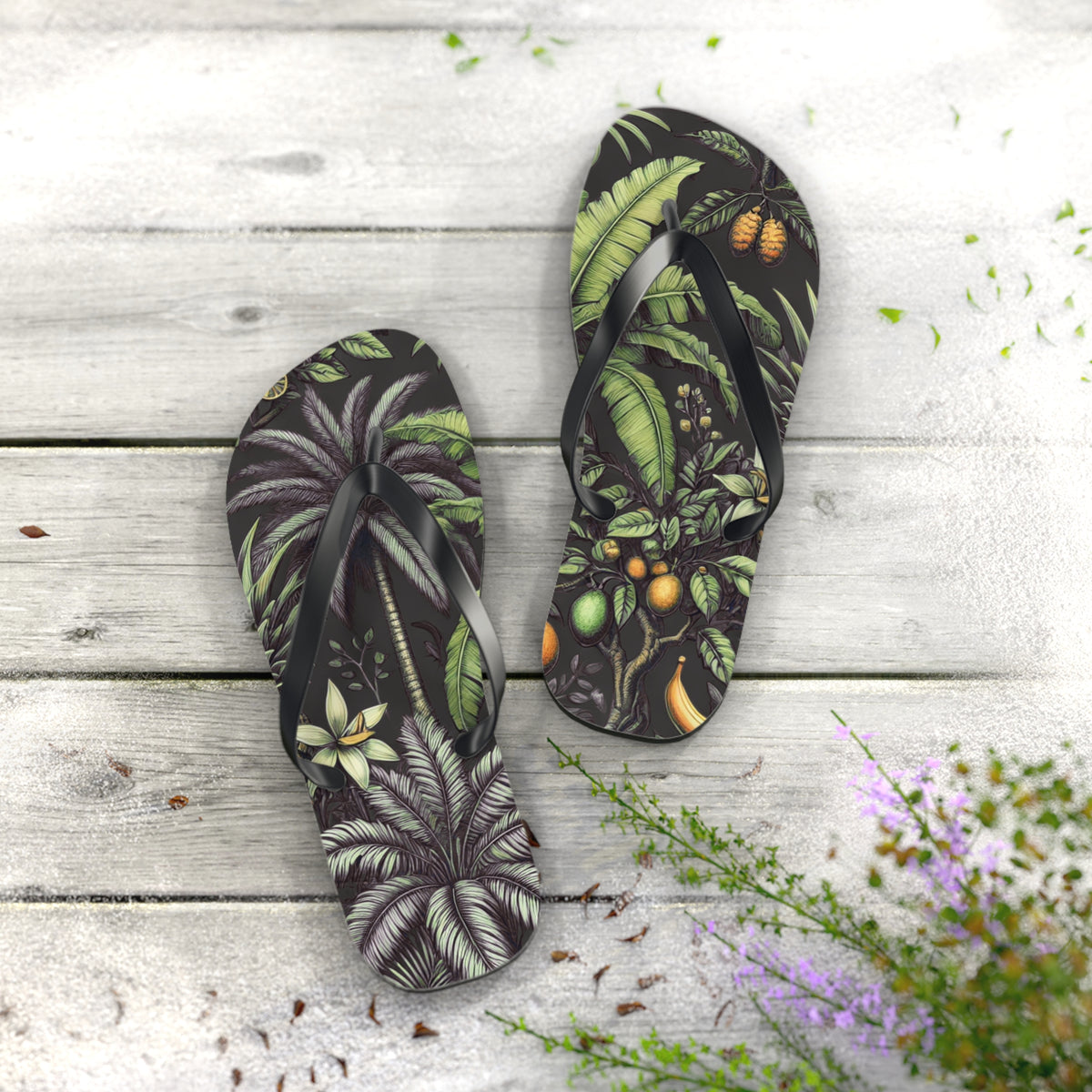 Flip Flops - Tropical Fruit, Black
