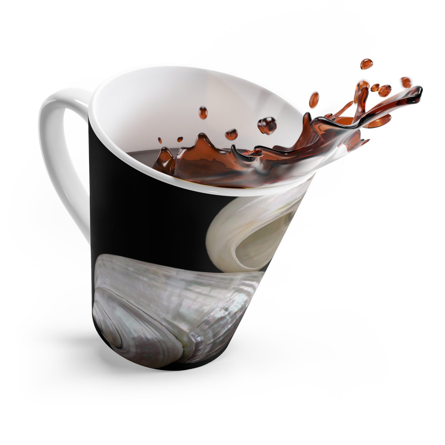 Latte White Mug - Perfect for Coffee Enthusiasts / Lustrous Seashell Trio, Black