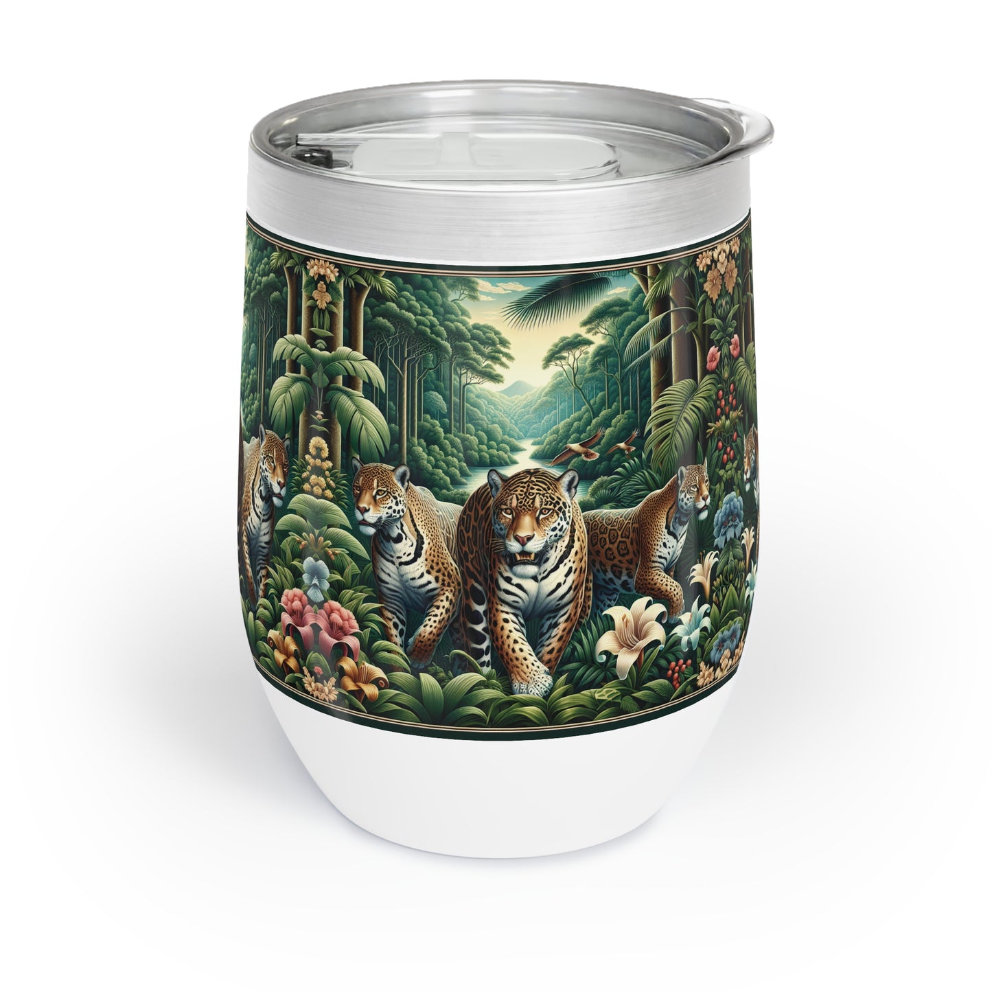 Chill Wine Tumbler with Jungle Jaguars