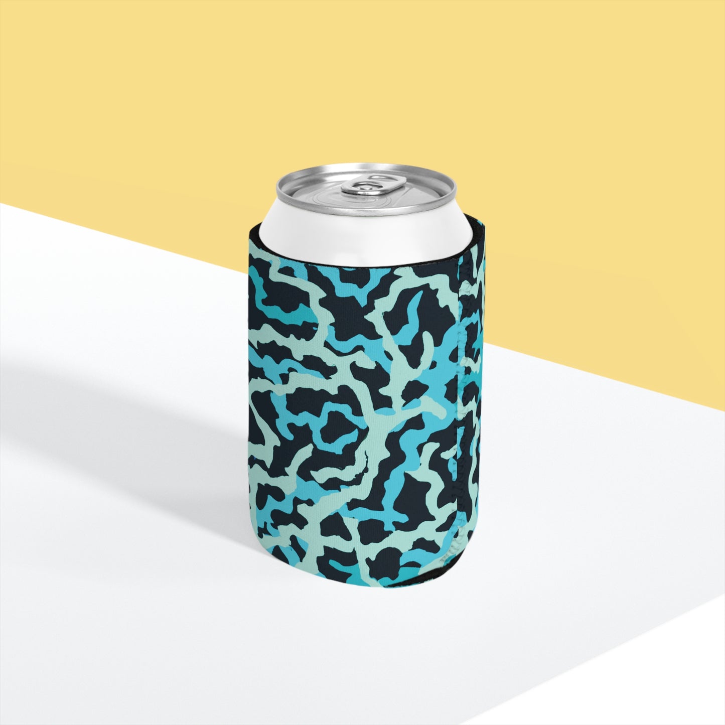 Coral Threads/Turquoise Can Cooler Sleeve - Perfect for Outdoor Picnics