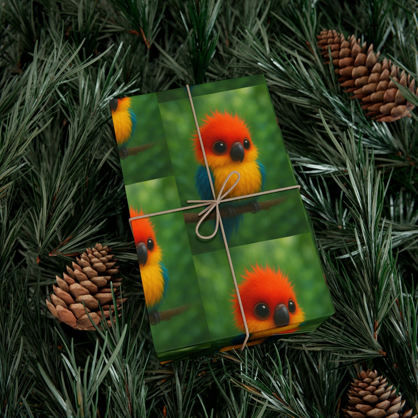 Wrapping Paper - Tropical Gift Wrap for All Occasions / 3 Sizes, 2 Finishes / Baby Parrot