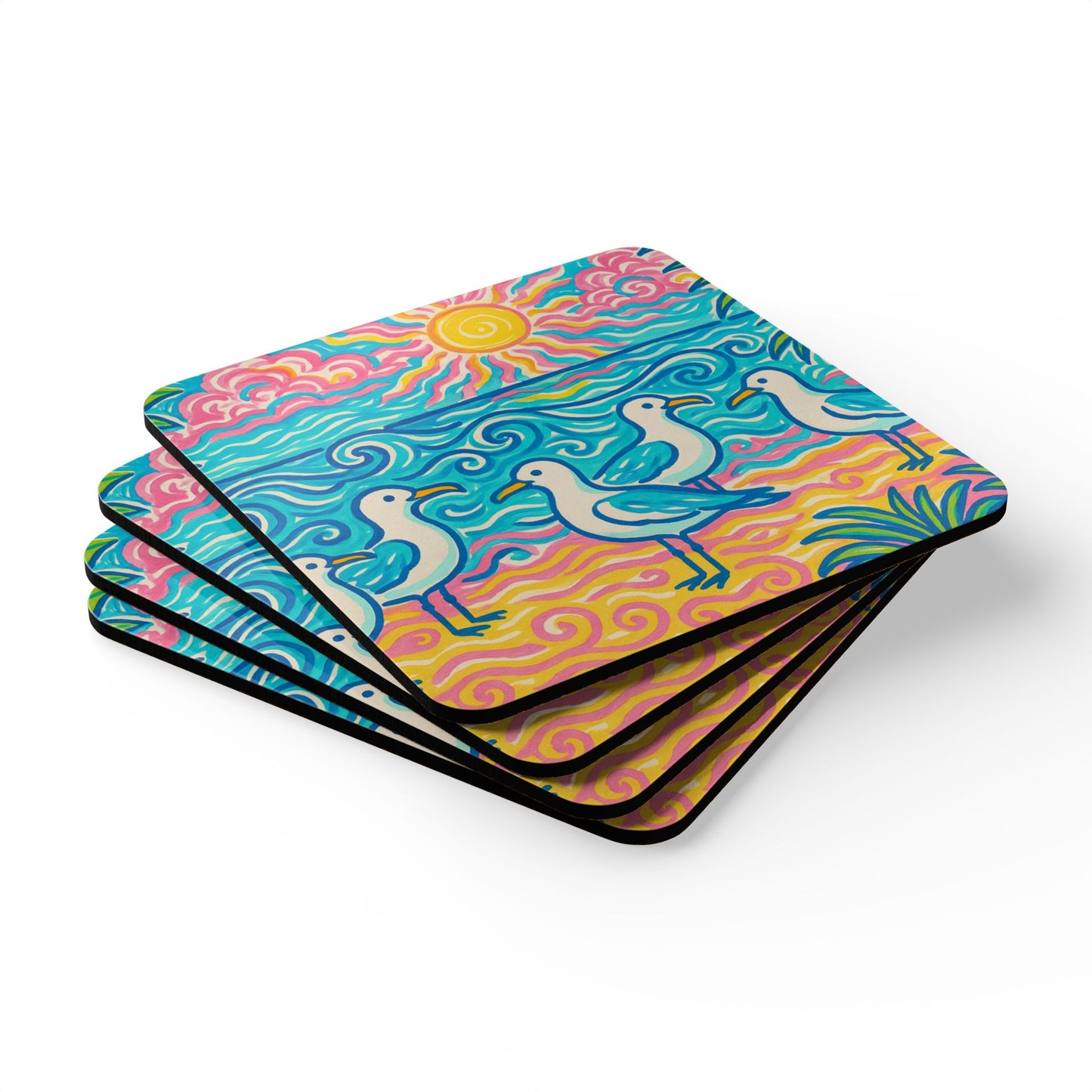 Coaster Set - Tropical Beach Seagulls