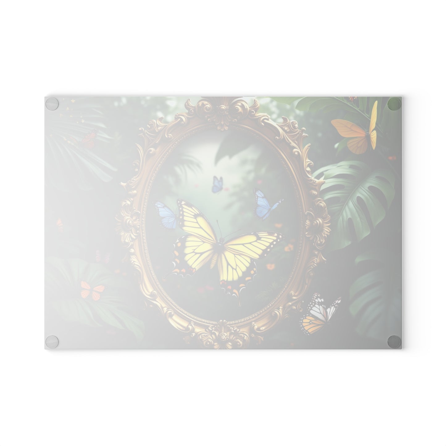 Glass Cutting Board, 2 sizes - Framed Butterfly Party