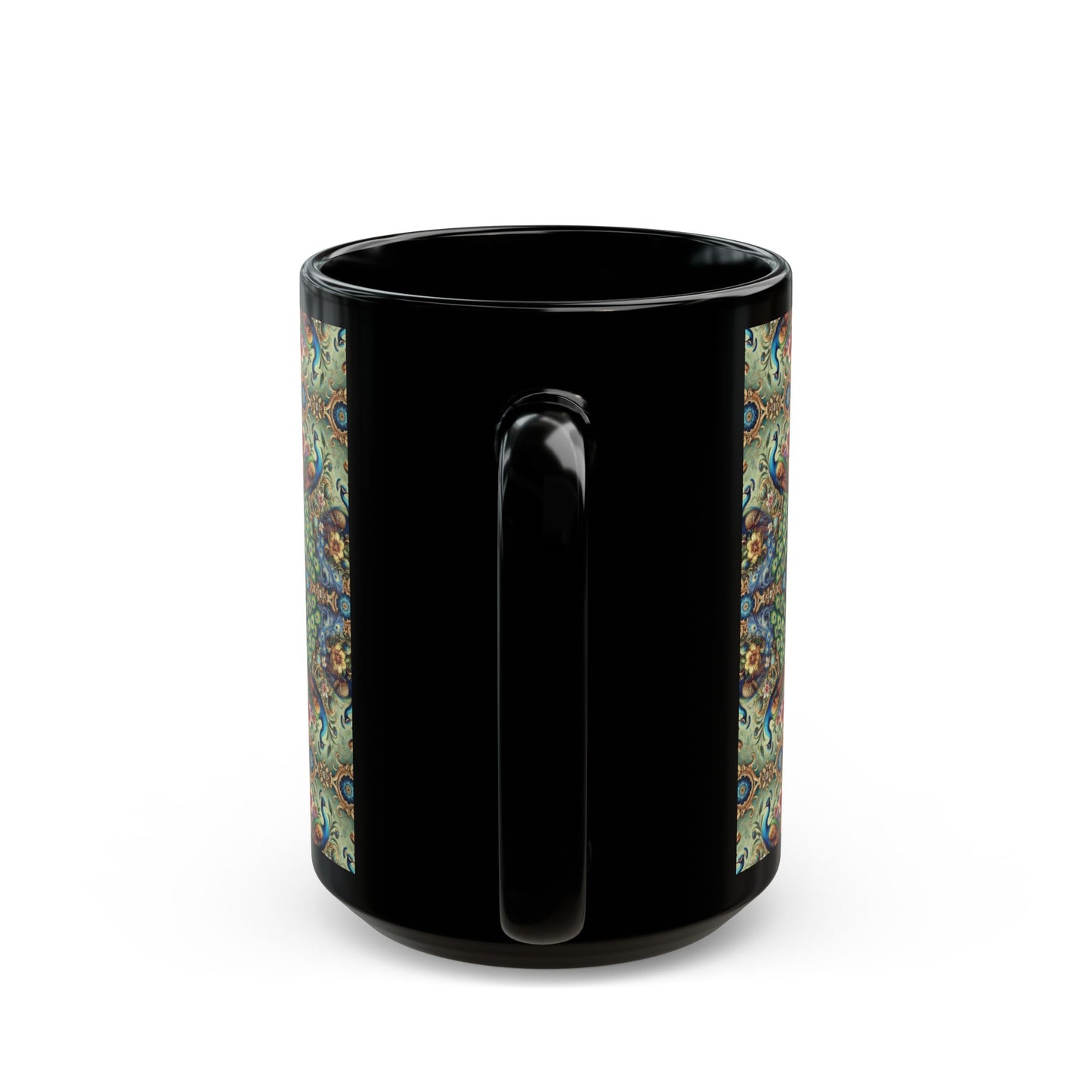 Black Coffee Mug - Kaleido Peacock Royals