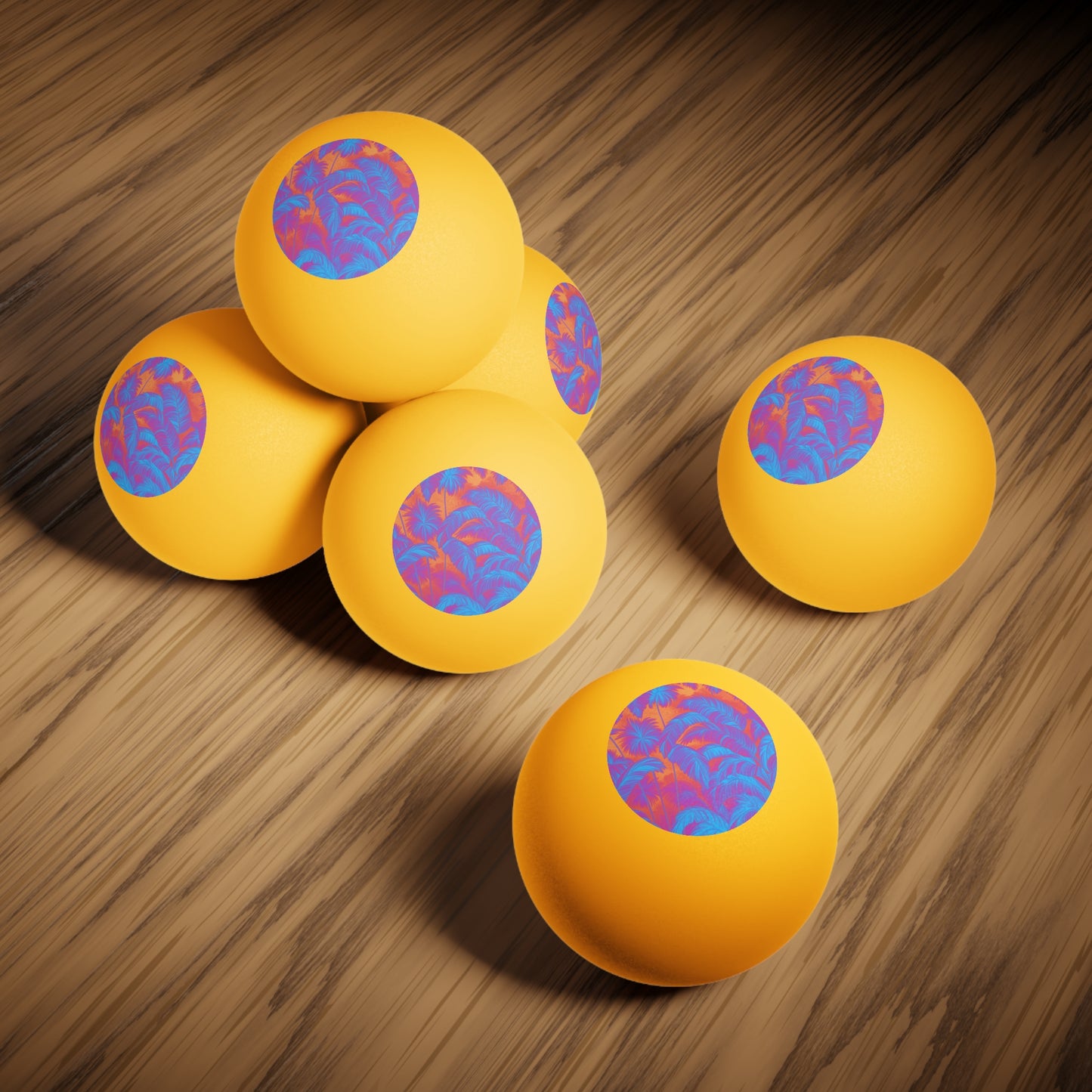 Tropical Paradise Ping Pong Balls - 6 Pack with Palm Serenity Heatwave/Orange