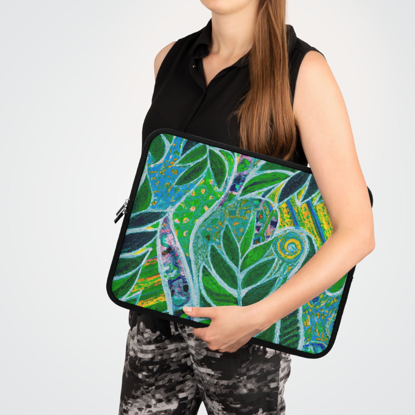 Tropical Laptop Sleeve, 5 Sizes - Perfect for Beach Lovers & Students / Amazon Whimsy, Green