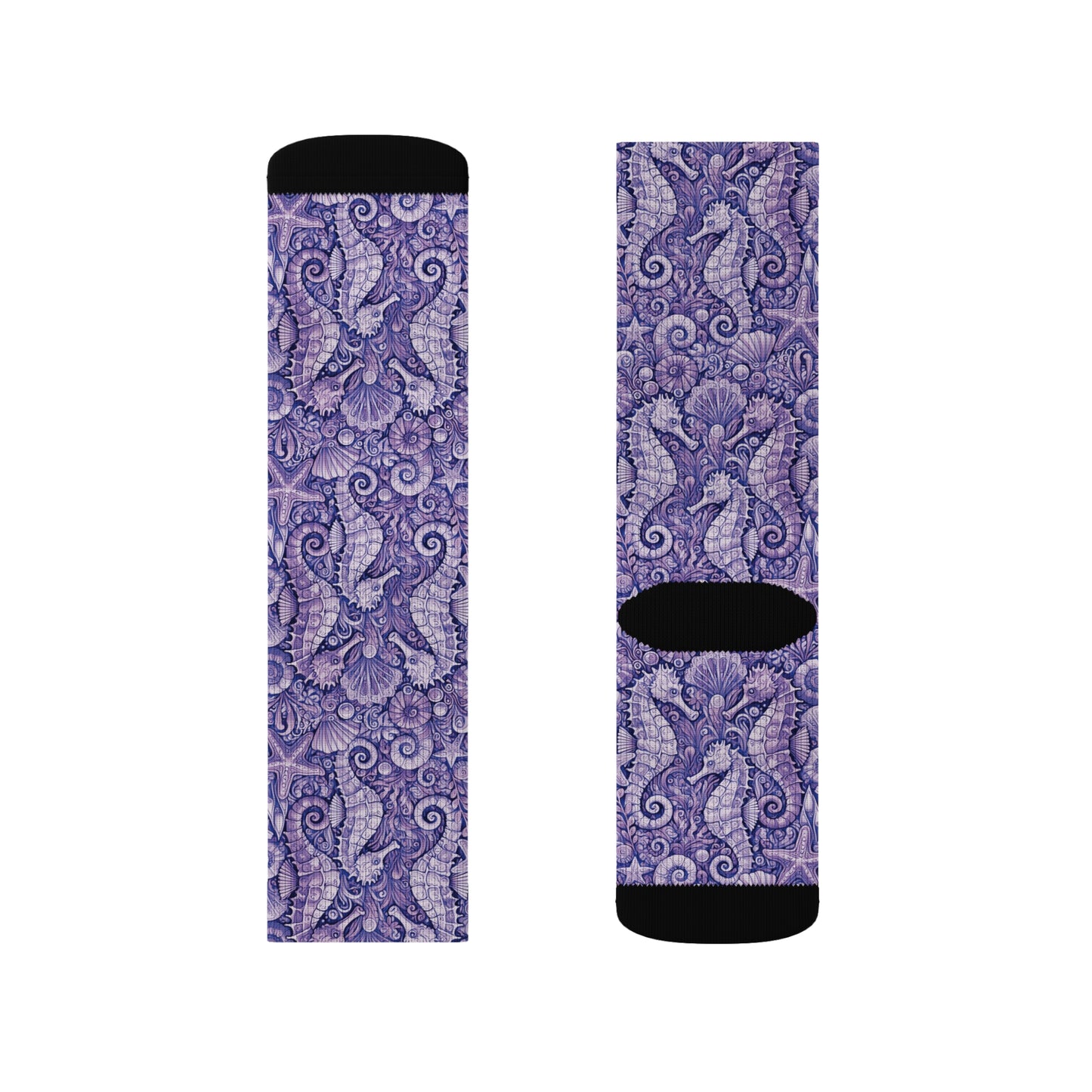 Seahorses/Amethyst Sublimation Fleece-Lined Socks - Colorful Tropical Design