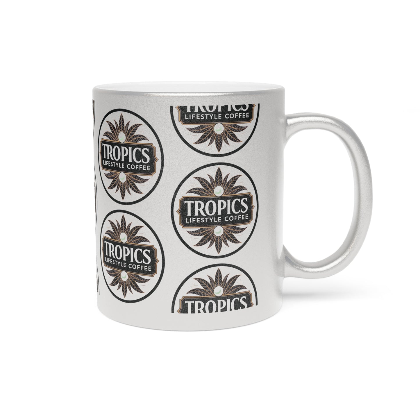 Tropical Metallic Mug, Gold or Silver - Tropics Lifestyle Coffee Logo