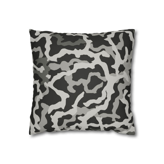 Faux Suede Square Pillowcase - Coral Threads/Noir