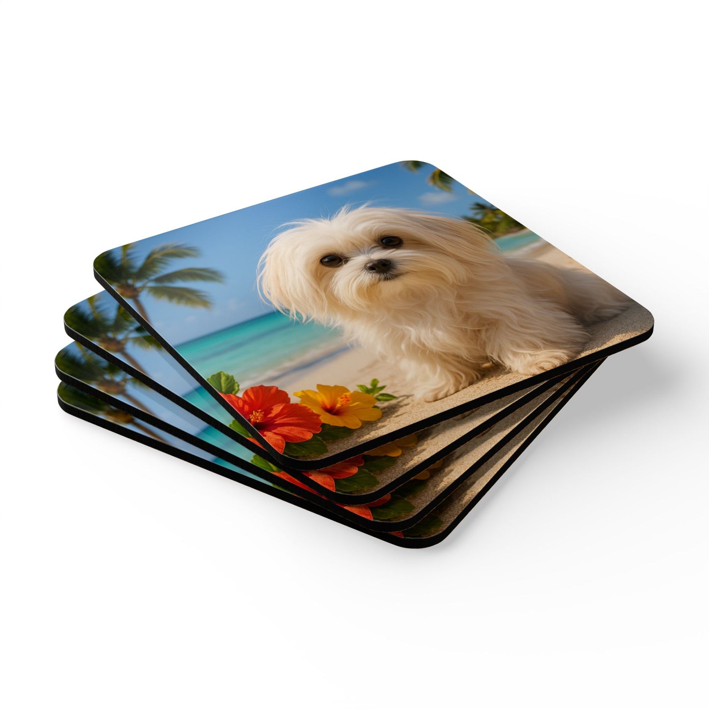 Coaster Set - Puppy Ariel at the Beach