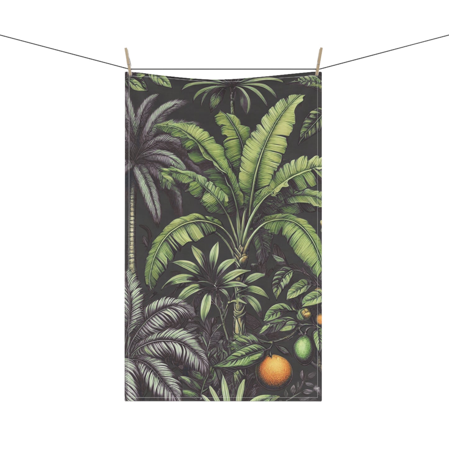 Tea Towels (cotton, poly) / Tropical Fruit, Black