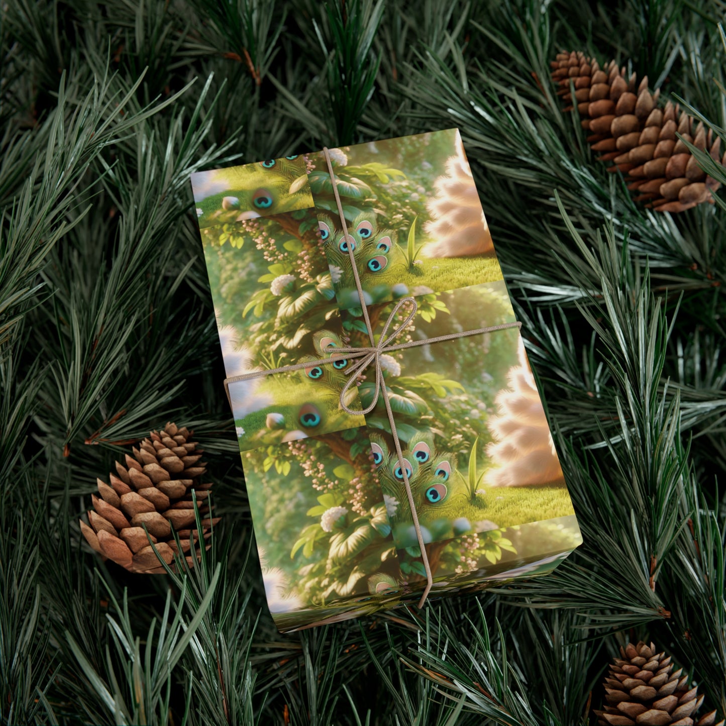 Wrapping Paper - Tropical Gift Wrap for All Occasions / 3 Sizes, 2 Finishes / Baby White Peacock