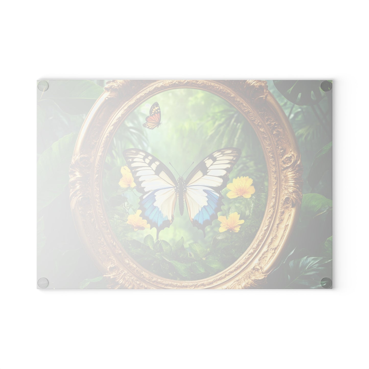 Glass Cutting Board, 2 sizes - Framed Swallowtail