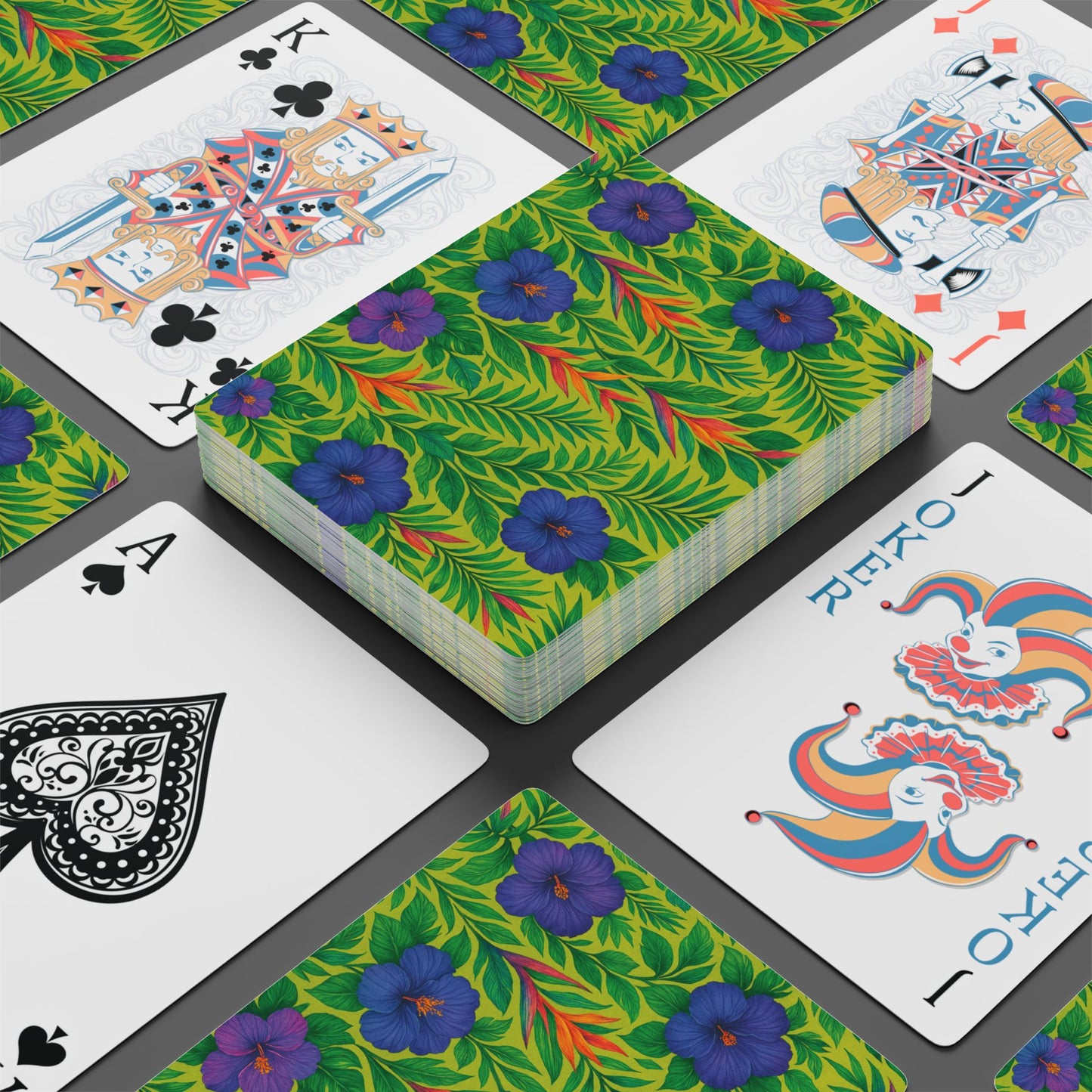 Poker Playing Cards - Midnight Flower Lime