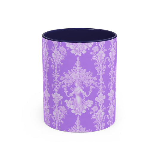 Accent Color Coffee Mug (11, 15oz), Pearl Lady Toile/Lavender Repeat, Various Colors