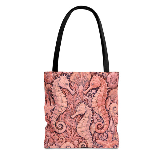 Red Seahorse Trio Tote Bag - 3 Sizes