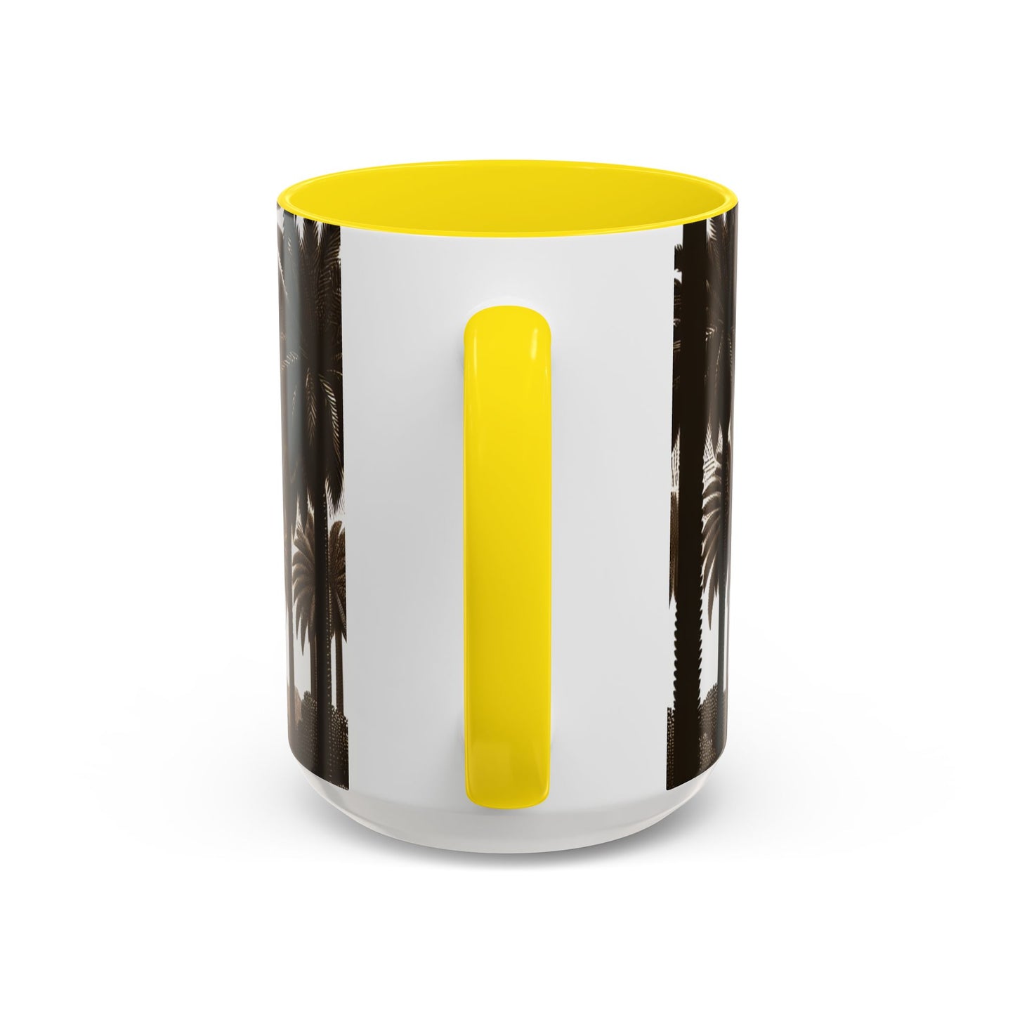 Accent Color Coffee Mug (11, 15oz), 8 colors - Woodcut Palm Grove