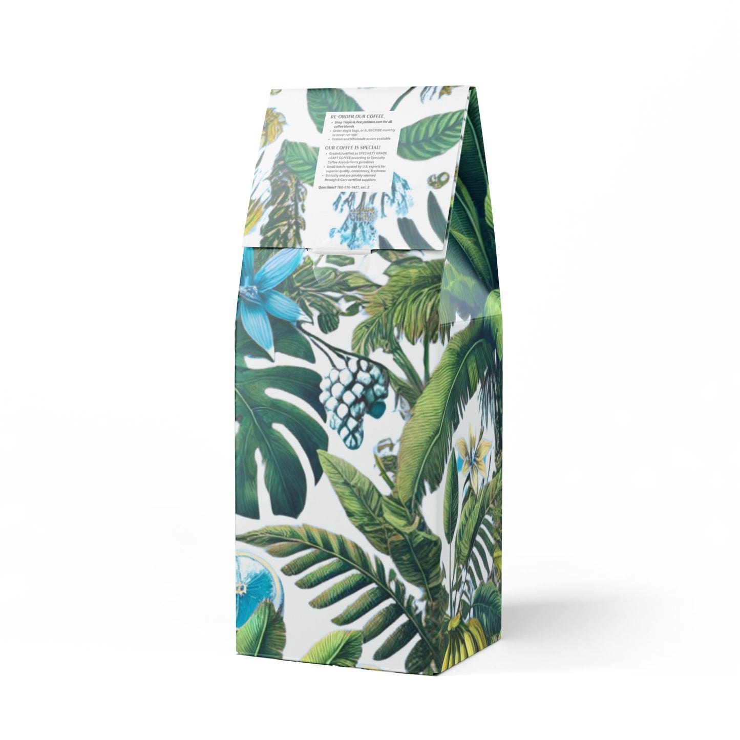 Cocoa Palms Blend™ (Medium-Dark Roast) Specialty Grade Craft Coffee / Palms and More Tropical Fruit, White