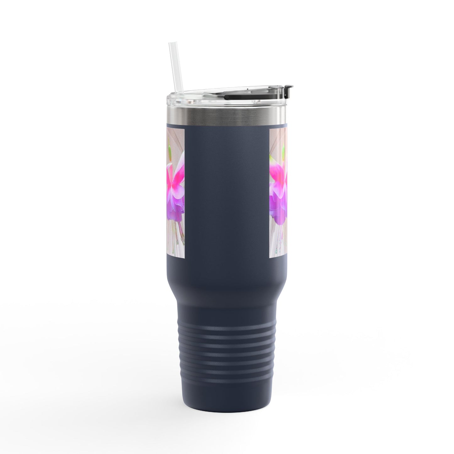 Insulated Travel Mug, 40oz / Floral Two Fuchsias, Gothic - Perfect for Outdoor Adventures