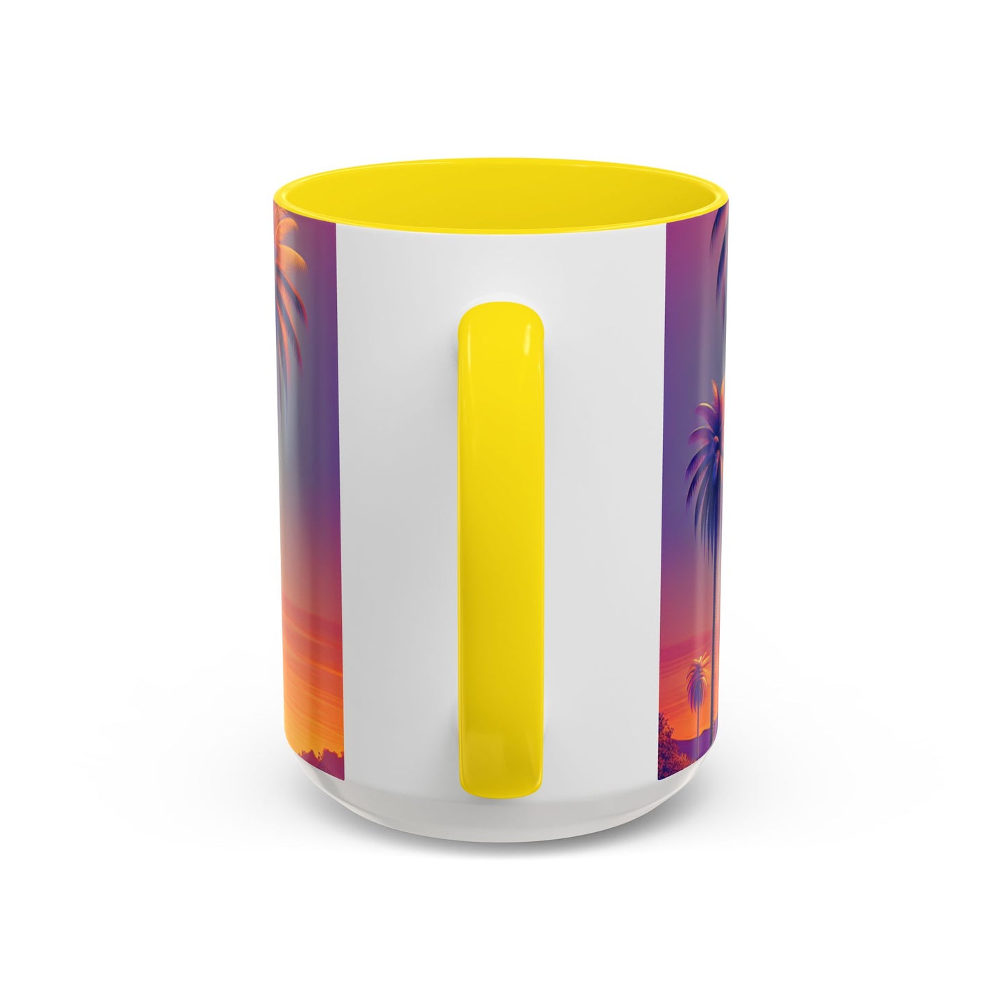 Accent Color Coffee Mug (11, 15oz), 8 Colors - Sunset Palms