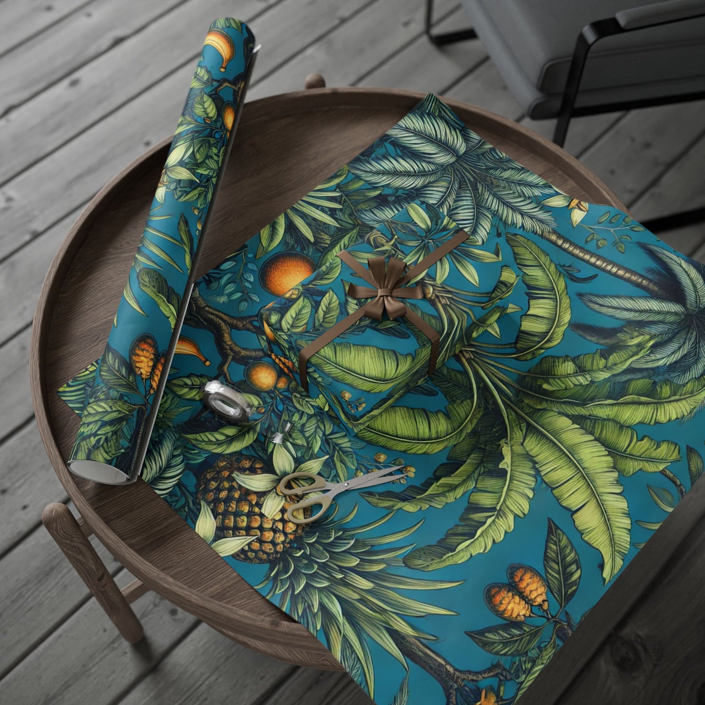 Wrapping Paper - Gift Wrap for All Occasions, 3 Sizes/2 Finishes / Tropical Fruit Blue