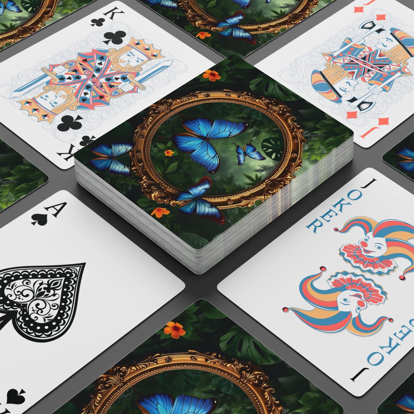 Poker Playing Cards - Framed Morpho Butterfly Dancers