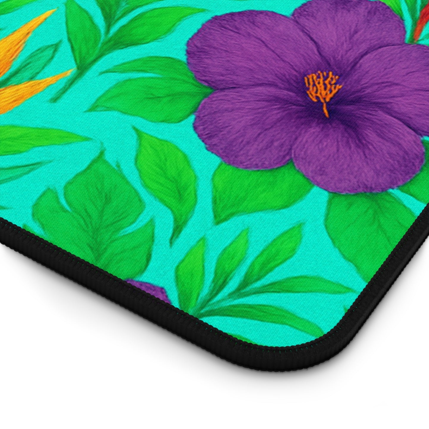 Tropical Paradise Desk Mat, 3 Sizes - Perfect for Home Office - Midnight Flower Green