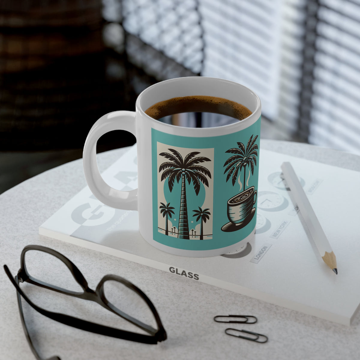 Jumbo Mug, 20oz, Coffee and Palms | Tropical Coffee Cup