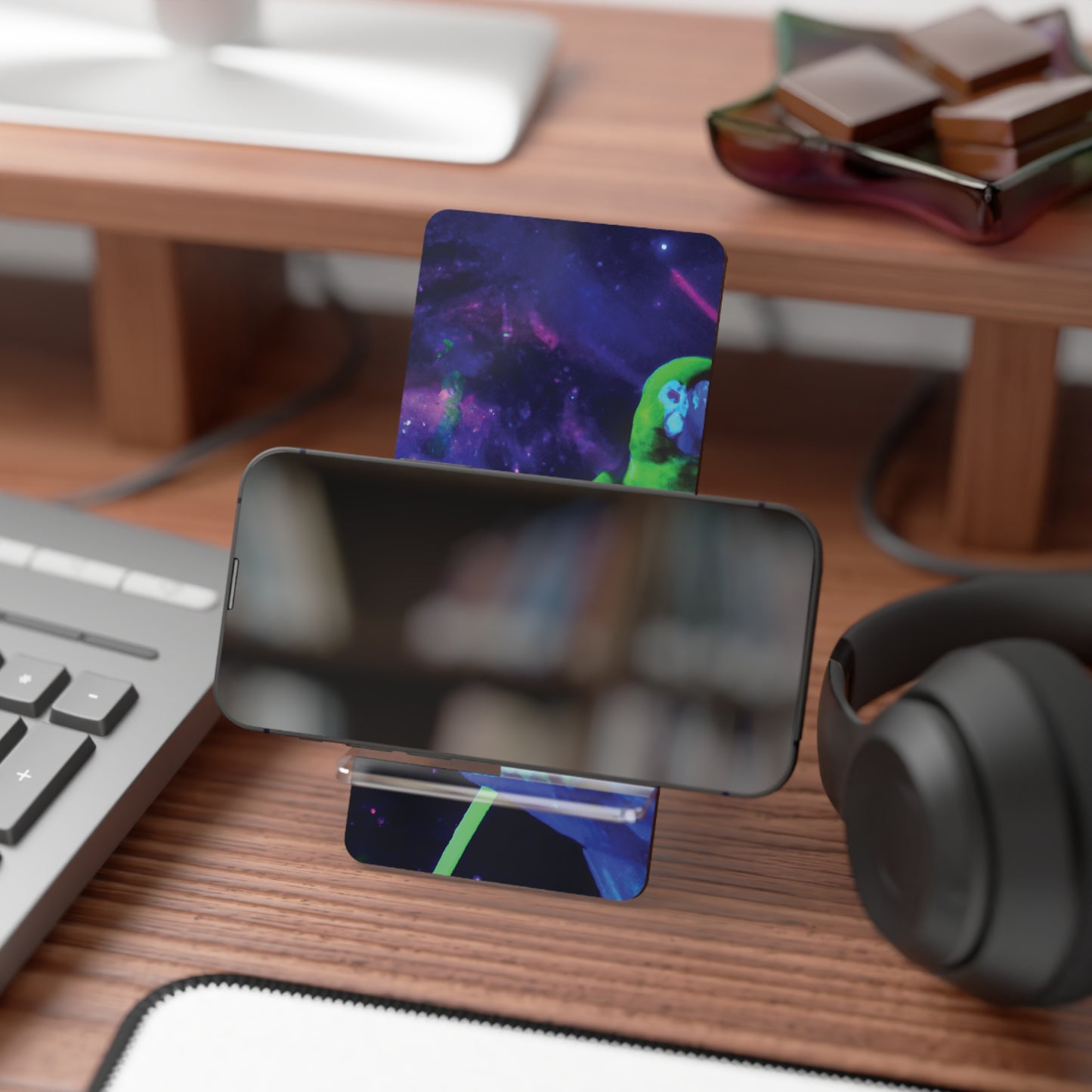 Mobile Display Stand for Smartphones, Galactic Parrot