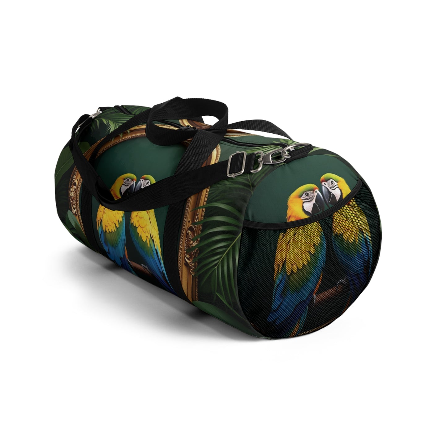 Tropical Rainforest Duffel Bag - Perfect for Travel and Gym / Framed Parrot Pair