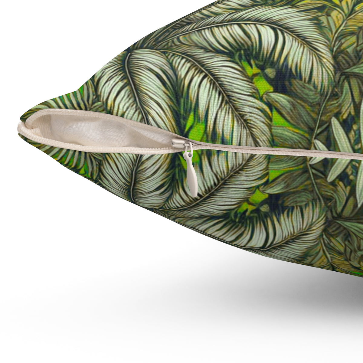Tropical Pillow, 4 sizes - Colorful Spun Polyester Square Cushion / Tropical Fruit, Spring Green