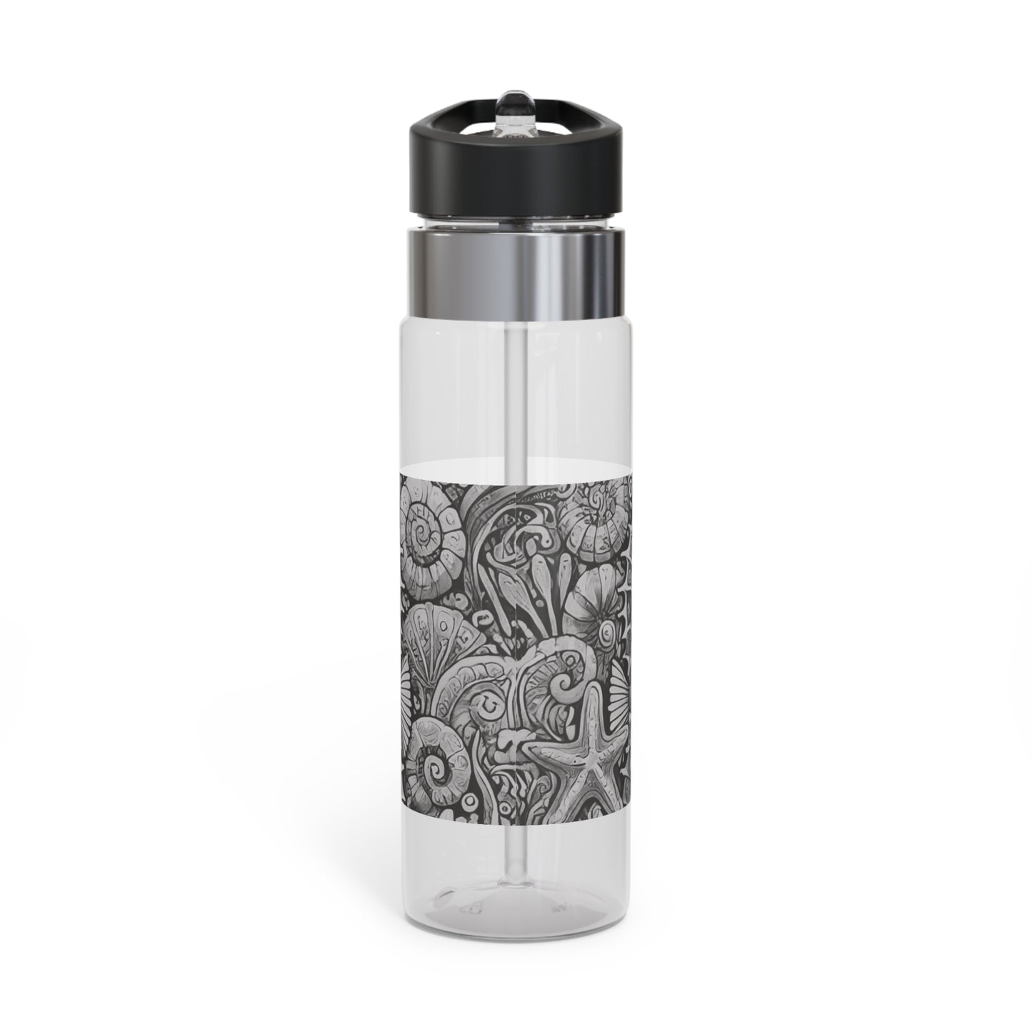 Tropical 20oz Tritan Sport Water Bottle - Leakproof, Lightweight, BPA-Free / Seahorse Trio, Noir Macro