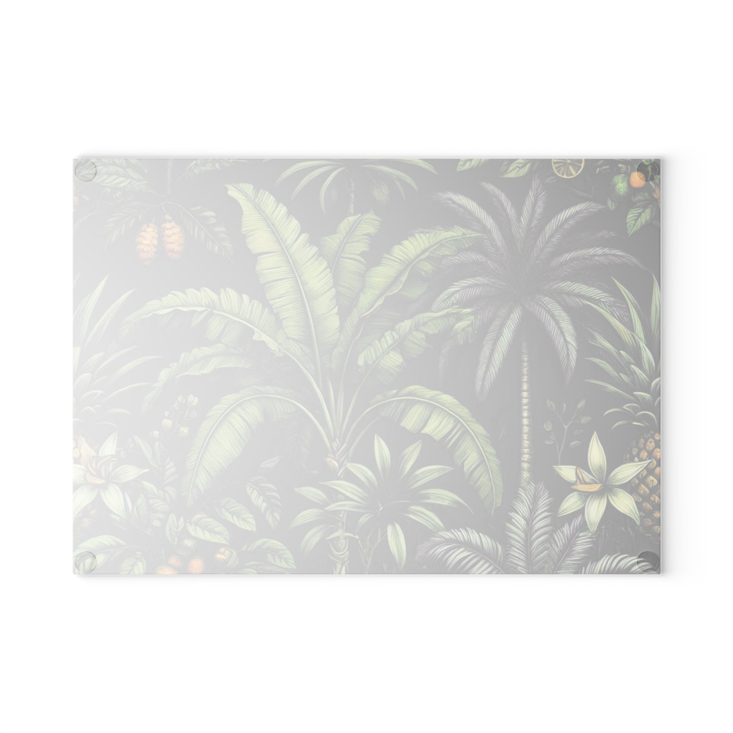 Glass Cutting Board, 2 sizes - Tropical Fruit, Black