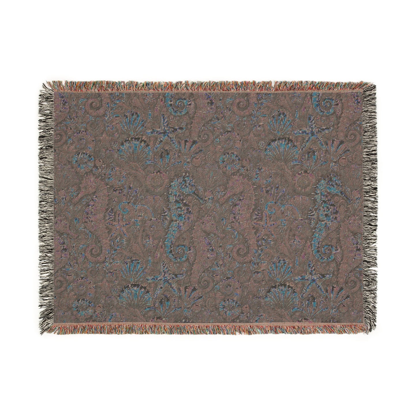 Seahorses Woven Blanket, 3 Sizes - Tropical Home Decor for Relaxation & Celebrations