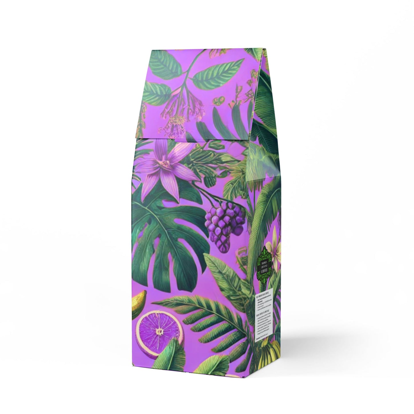 Black Coral Blend™ (Dark French Roast) Specialty Grade Craft Coffee / Palms and More Tropical Fruit, Lilac