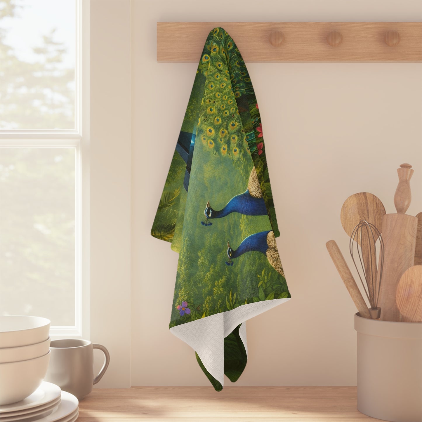 Microfiber Coffee/Tea Towel ~ Peacocks & UFO