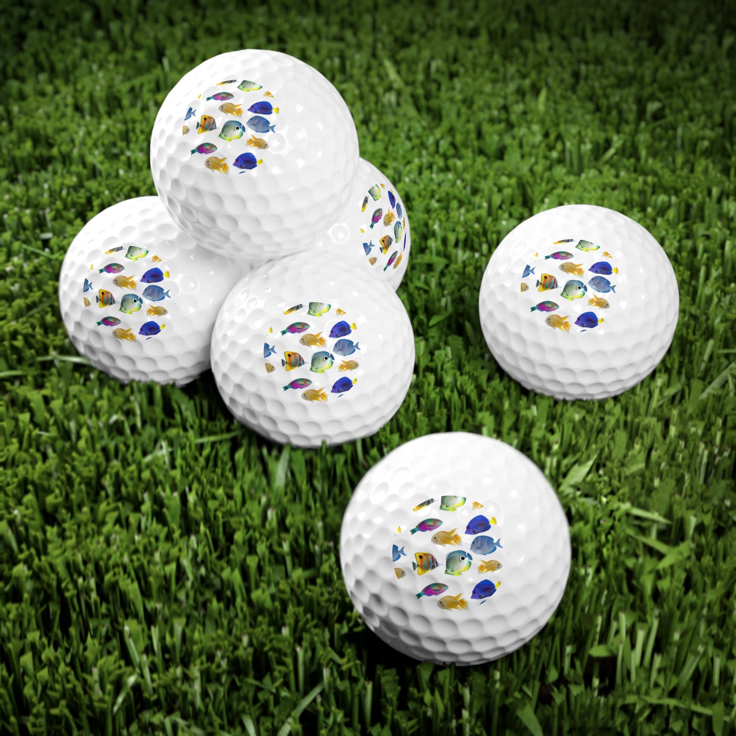 Coastal-Themed Golf Balls, 6pcs - Perfect Gift for Golf Enthusiasts / School of Fish