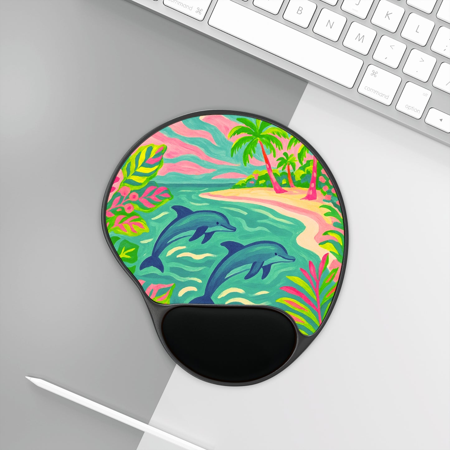 Jumping Dolphins Mouse Pad with Wrist Rest – Ergonomic Design for Comfort and Style
