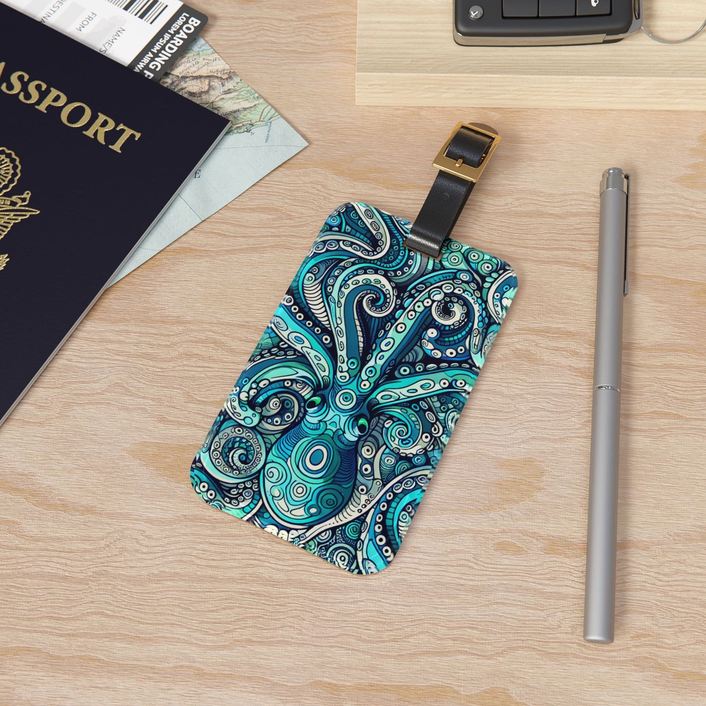 Luggage Tag - Aqua Octopus