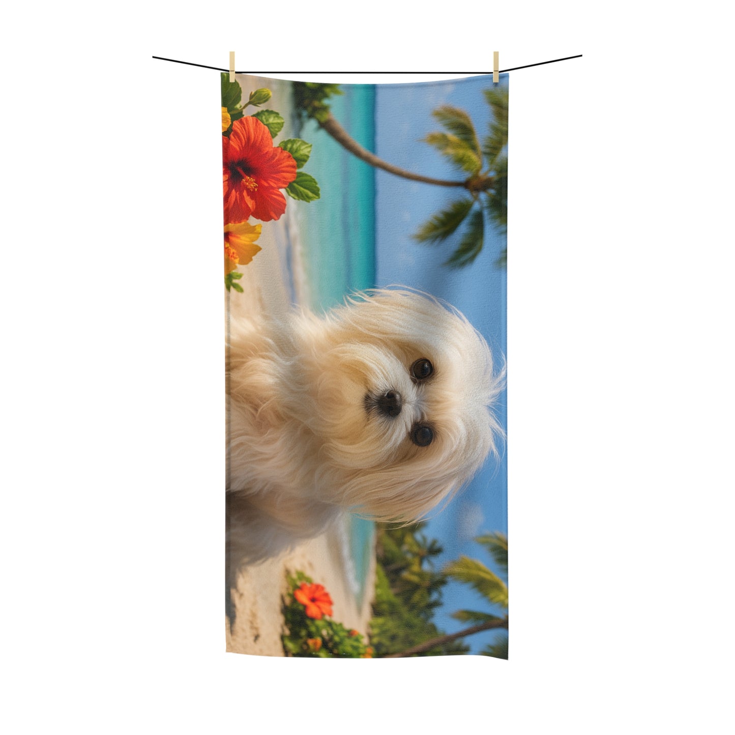 Puppy Ariel on the Beach Polycotton Towel
