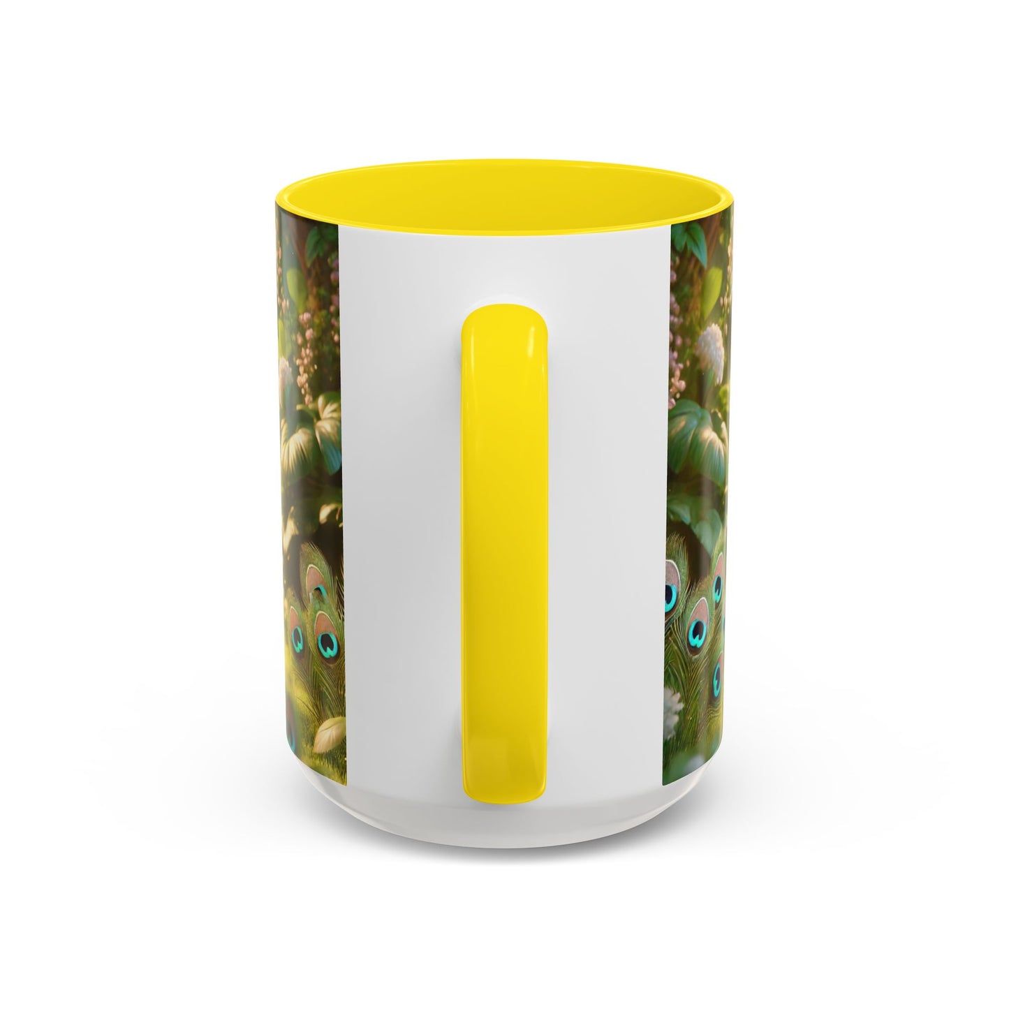 Accent Color Coffee Mug (11, 15oz), 8 Colors - Baby White Peacock