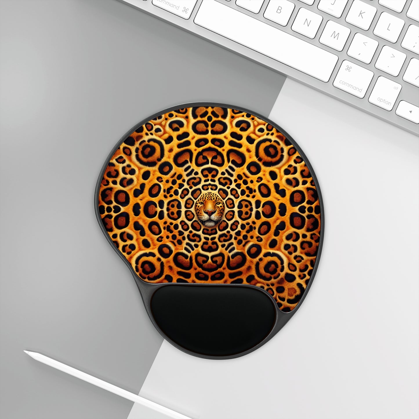 Kaleido Jaguar Spots, Mouse Pad with Wrist Rest – Ergonomic Design for Comfort and Style