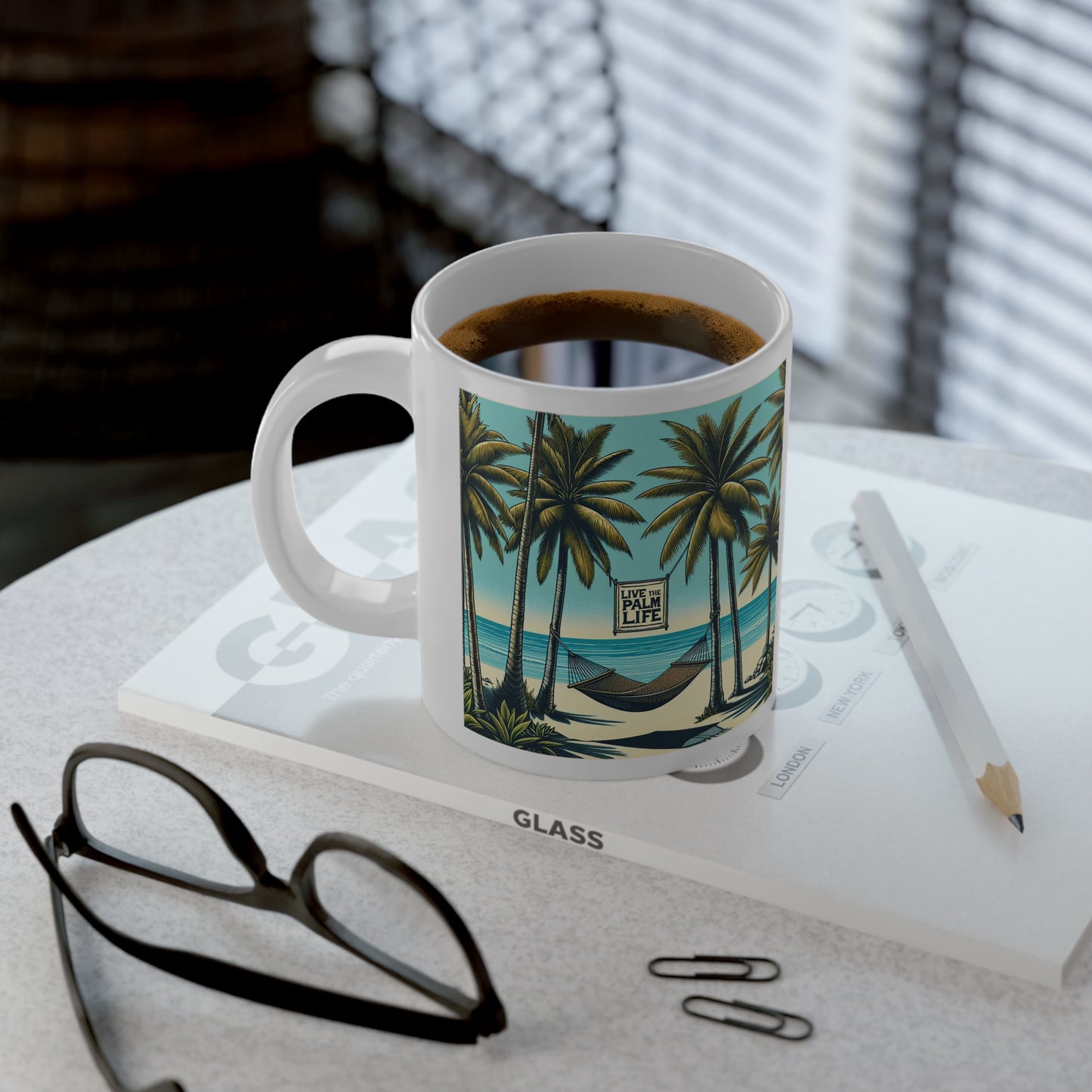 Jumbo Mug, 20oz, Hammock on the Beach | Tropical Coffee Cup, Gift for Beach Lovers