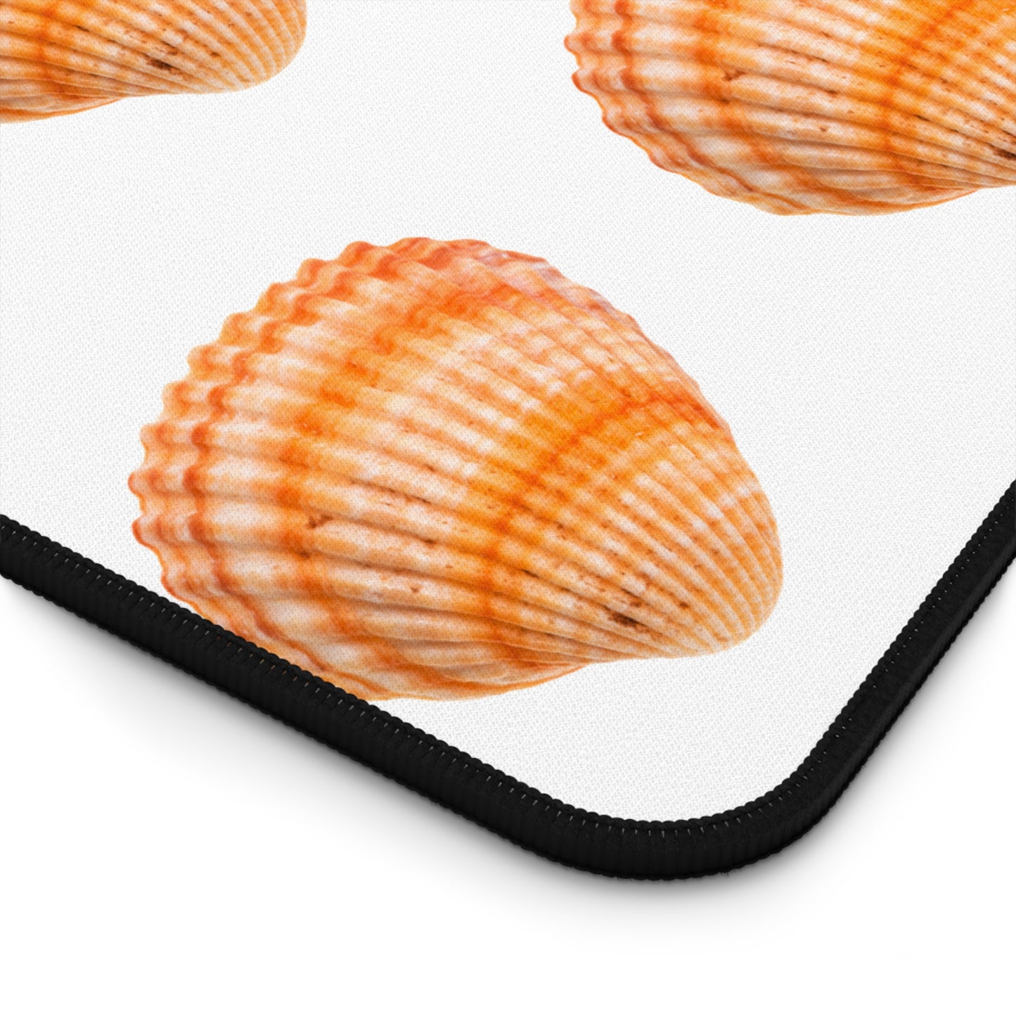 Tropical Mouse Pad/Desk Mat, 3 Sizes - Seashell Design, Perfect for Home Office / Orange Scallop, White