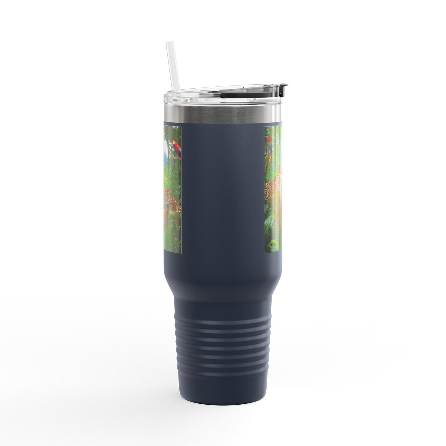 Insulated Travel Mug, 40oz / Jaguars and Parrots - Perfect for Outdoor Adventures