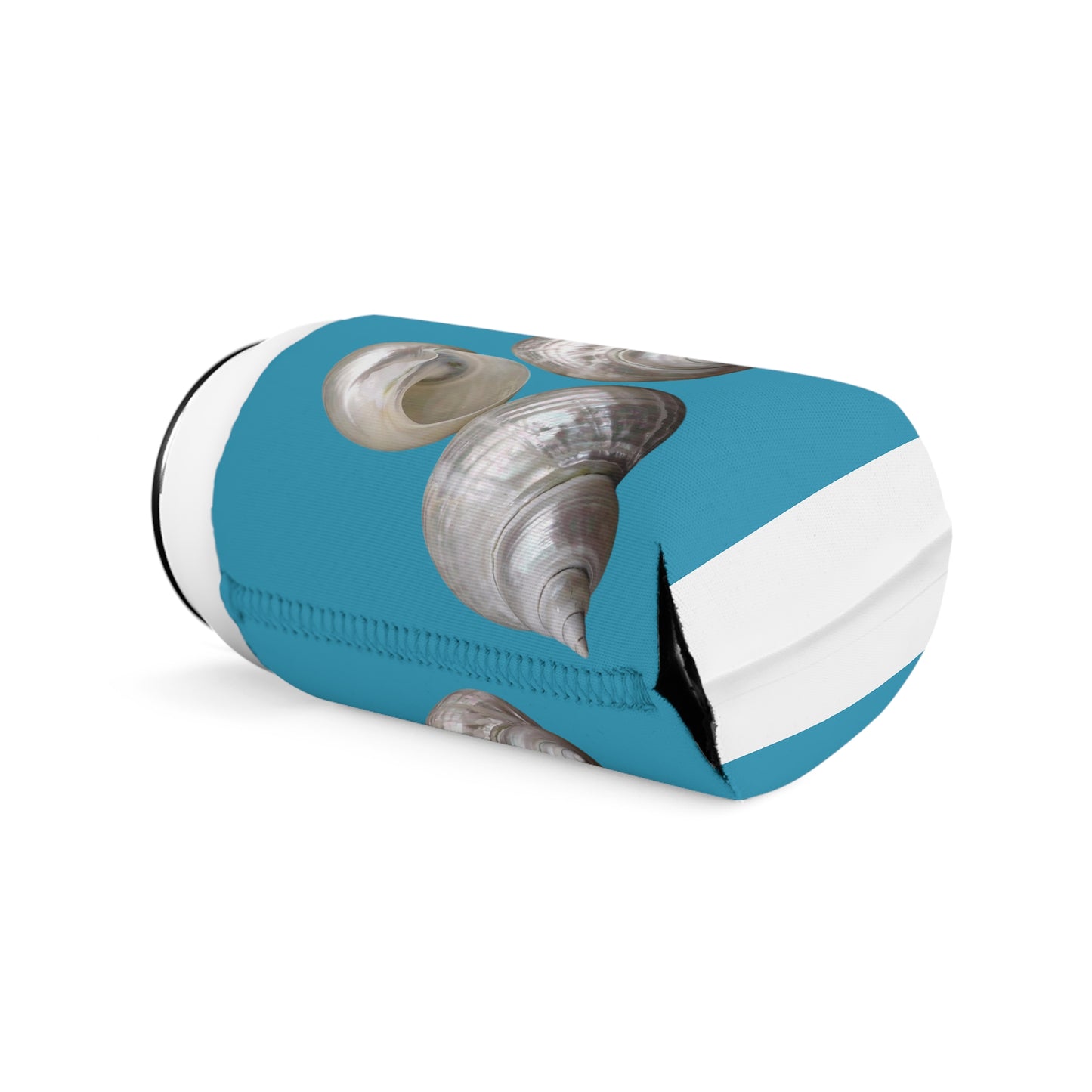 White Nautilus Shells/Turquoise Cooler Sleeve - Perfect for Outdoor Picnics