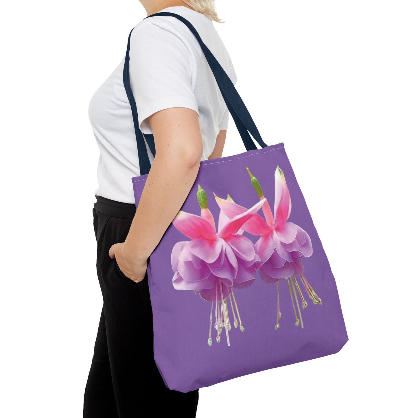 Two Fuschsias Tropical Flower Tote Bag/Lt. Purple - 3 Sizes