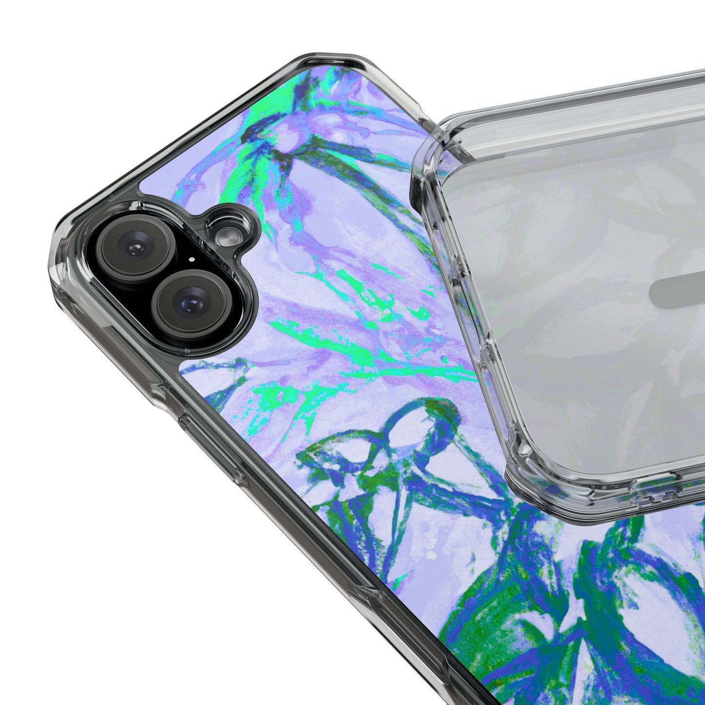 Tropical Doodles/Lilac Magnetic Clear Phone Case, Many Models