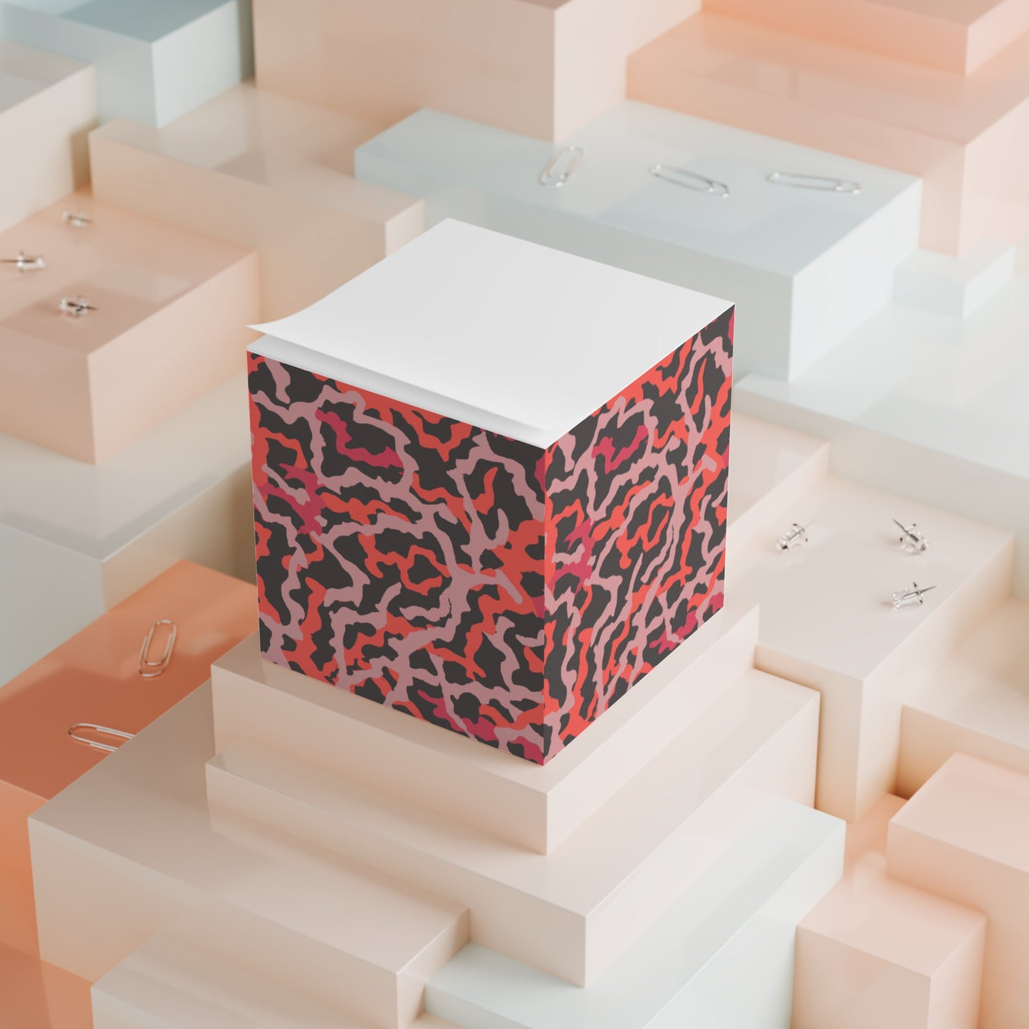Note Cube - Coral Threads, Red