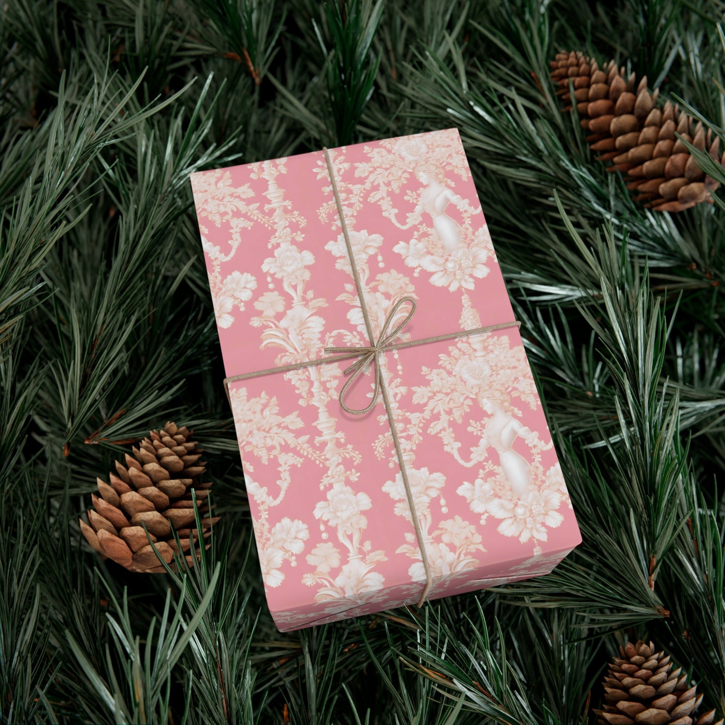 Wrapping Paper - Tropical Gift Wrap for All Occasions / 3 Sizes, 2 Finishes / Pearl Lady Toile / Hibiscus Pink